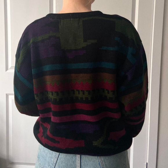 90s Colourful Jacquard Knit Jumper (M) - Picture 3 of 10